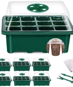 TINOR Mini Serre Pour Plantes, 6 Pièces 72 Cellules Intérieure Plateau Semis Bac à Semis Pépinière Boîte De Culture Avec Couvercle Et Ventilation Durables