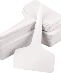 100 Pieces Blanc Marqueurs En Plastique De Plantes Type T, Balises Durables De Marqueurs De Jardin Imperméables étiquettes De Semis,Betterlife