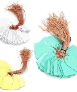 300Pcs Étiquette De Jardin En Plastique, Marqueurs Plantes Imperméables Réutilisables Pépinière Étiquettes Suspendues Avec Ligne Ficelle Pour Le Jardinage Green House Orchard,Blanc*100+Vert*100+Jaune*100 Macaron