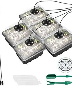 MERKMAK Plateaux De Demarrage De Graines Avec Humidite Reglable De Lumiere De Croissance, Kit De Germination De Serre De Base Pour La Culture De Graines A Partir De 60 Cellules