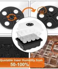 MERKMAK Plateaux De Demarrage De Graines Avec Humidite Reglable De Lumiere De Croissance, Kit De Germination De Serre De Base Pour La Culture De Graines A Partir De 60 Cellules -Accessoire de culture Soldes Boutique 53456131 4