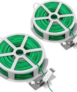 SUPERMARKET 2 Rouleaux 50M Fil Jardinage Vert Avec Coupe Fil De Fer Plastifie Attaches De Fil De Jardin Attache Plante Tomates Cravates En Fil De Plantes Pour Organisation De Jardinage à Domicile，Superma