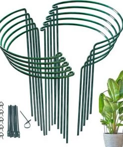 KARTOKNER 6x Tuteurs Pour Plantes, Piquets Verts Demi-Ronds Support Pour Plantes Support Plante,Aidez Vos Plantes à Pousser - Anneau De Support De Plante Pieux à Hortensias,Pivoines,Plantes Vivaces(25cmx40cm)