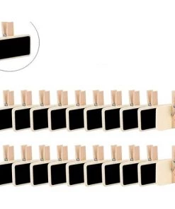 Mini Tableau Noir En Bois, Mini Panneau D'Affichage Avec Pince Mini Tableaux Mémo Mini Tableau Noir Ardoise Pour Mémo, Mariage Étiquette Alimentaire Forme De Rectangle Lilaris 30Pcs，Irisfr