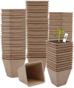 PETITES ECREVISSES 100 Pièces Pots De Semis En Fibre Biodégradable Godet Semis Carré Pour Jardins Potagers Serres - 6cm