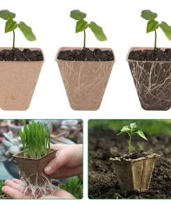 PETITES ECREVISSES 100 Pièces Pots De Semis En Fibre Biodégradable Godet Semis Carré Pour Jardins Potagers Serres - 6cm -Accessoire de culture Soldes Boutique 55495817 4