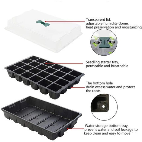 PETITES ECREVISSES Lot De 5 Mini Serre Pour Semis Bac à Semis De 24 Trous Avec Couvercle Pour Semis Et Germination 4 PETITES ECREVISSES Lot De 5 Mini Serre Pour Semis Bac à Semis De 24 Trous Avec Couvercle Pour Semis Et Germination – Image 2