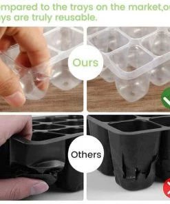 Fei Yu Lot De 5 Bac à Semis, Mini Serre Pour Semis, Plateaux De Culture Avec Couvercle, Propagateur Jardin Pour Démarrage Et Croissance Semence, Germination Serre Durables - 60 Cellules Style A -Accessoire de culture Soldes Boutique 55599785 2