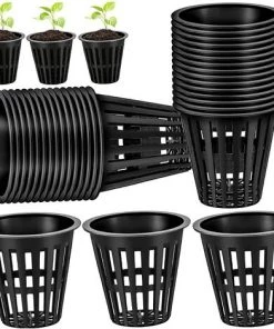 ROSIER 40 Pcs Pot Hydroponique, Godet Semis Réutilisable Panier Hydroponie Pots De Plantes En Plastique Pour Culture Hydroponique Aéroponique,Jardinage (5.5*5.1*3cm, Noir),VEBTles