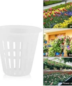 ROSIER 10pcs / Set Paniers Hydroponiques Plantes Tasses Pots En Plastique Réutilisable Durable Jardin Net Pépinière Seau Panier Pour Jardin Hydroponique Plantation Balcon(Blanc),VEBTles -Accessoire de culture Soldes Boutique 55956129 5