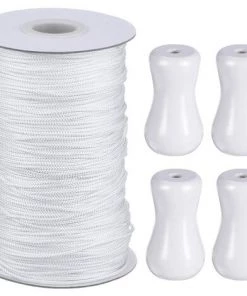 MACARON Corde D'Ombrage Tressé Rouleau1.8MM Cordon 50 Mètres En Bois Blanc 4 Accessoires Pour Stores Vénitiens Verticaux Plante De Jardinage Et De L'Artisanat (Blanc)LO-Ron