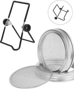 FONTAINEBLEAU Kit De 6Pcs Couvercles Germination Avec 4Pcs Couvercle à Germer Écran En Acier Inoxydable Et 2Pcs Supports De Germination Pour Graines à Germoir Noir，Fonepro -Accessoire de culture Soldes Boutique 56325393 3