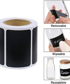 CATHERINE 150pcs Kit D'Etiquette Autocollantes Réutilisables Pour La Cuisine Organiser Avec Marqueurs Craie Liquide, Étiquette Tableau Noir Amovible Pour Décorer Votre Cuisine Pièce De Rangement -Accessoire de culture Soldes Boutique 56374769 3