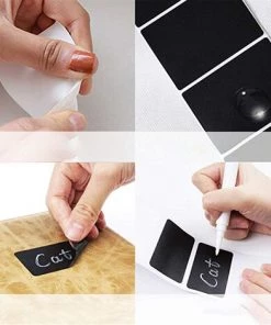 CATHERINE 150pcs Kit D'Etiquette Autocollantes Réutilisables Pour La Cuisine Organiser Avec Marqueurs Craie Liquide, Étiquette Tableau Noir Amovible Pour Décorer Votre Cuisine Pièce De Rangement -Accessoire de culture Soldes Boutique 56374769 5