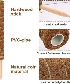AIDUCHO Bâton De Plante De Noix De Coco De 42 Cm, 2 Morceaux De Bâton De Mousse, Aide à L'escalade, Bâton De Plante Avec 2 Panneaux De Plantes, Cadre D'escalade De Plantes En Fibre De Coco Naturelle Avec Pelle à Semis Et Corde De Chanvre Pour Plantes Grimpantes D -Accessoire de culture Soldes Boutique 57583810 3