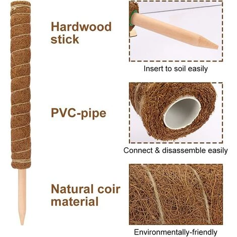 AIDUCHO Bâton De Plante De Noix De Coco De 52 Cm, Bâton De Plante En Treillis De Bâton De Mousse 2 Pièces Avec 2 Panneaux De Plantes, Cadre D'escalade En Fibre De Noix De Coco Naturelle Avec Pelle à Semis Et Corde De Chanvre Pour Plantes Grimpantes De Jardin 6 AIDUCHO Bâton De Plante De Noix De Coco De 52 Cm, Bâton De Plante En Treillis De Bâton De Mousse 2 Pièces Avec 2 Panneaux De Plantes, Cadre D'escalade En Fibre De Noix De Coco Naturelle Avec Pelle à Semis Et Corde De Chanvre Pour Plantes Grimpantes De Jardin – Image 4