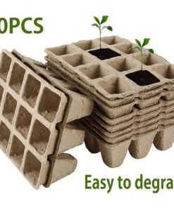 AIDUCHO Godet Semis, 10 Pots En Tourbe Pour Semis, Pépinière Pot, Pot De Semis, Godet Semis, Récipient De Germination Réutilisable, Ensemble De Culture Pour 120 Plants