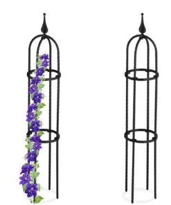 Relaxdays Trellis Obélisque, Lot De 2, 85 M De Hauteur,pour Plantes Grimpantes, En Métal, Stable, Tour Pour Rosier, Noir