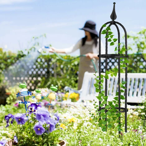 Relaxdays Trellis Obélisque, Lot De 2, 85 M De Hauteur,pour Plantes Grimpantes, En Métal, Stable, Tour Pour Rosier, Noir 6 Relaxdays Trellis Obélisque, Lot De 2, 85 M De Hauteur,pour Plantes Grimpantes, En Métal, Stable, Tour Pour Rosier, Noir – Image 4