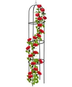Relaxdays Trellis Obélisque, 190 M De Hauteur, Support Pour Plantes Grimpantes, En Métal, Stable, Tour Pour Rosier, Noir