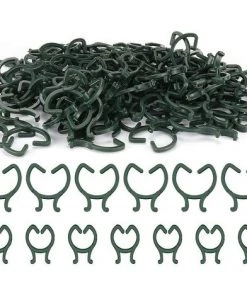 LONGZIMING 200 Pièces Clips De Vigne Végétale, 2 Taille Clips De Support Pour Plantes Clips De Fixation De Vigne Pour Support De Tige De Fleur De Fruit De Légume (Vert)
