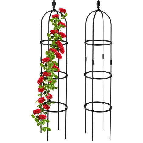 Relaxdays Trellis Obélisque, Lot De 2, 160 M De Hauteur, Plantes Grimpantes, En Métal, Stable, Tour Pour Rosier, Noir 3 Relaxdays Trellis Obélisque, Lot De 2, 160 M De Hauteur, Plantes Grimpantes, En Métal, Stable, Tour Pour Rosier, Noir