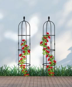 Relaxdays Trellis Obélisque, Lot De 2, 160 M De Hauteur, Plantes Grimpantes, En Métal, Stable, Tour Pour Rosier, Noir 9 Relaxdays Trellis Obélisque, Lot De 2, 160 M De Hauteur, Plantes Grimpantes, En Métal, Stable, Tour Pour Rosier, Noir -Accessoire de culture Soldes Boutique 58467466 3