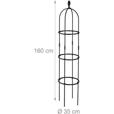 Relaxdays Trellis Obélisque, Lot De 2, 160 M De Hauteur, Plantes Grimpantes, En Métal, Stable, Tour Pour Rosier, Noir 7 Relaxdays Trellis Obélisque, Lot De 2, 160 M De Hauteur, Plantes Grimpantes, En Métal, Stable, Tour Pour Rosier, Noir – Image 5