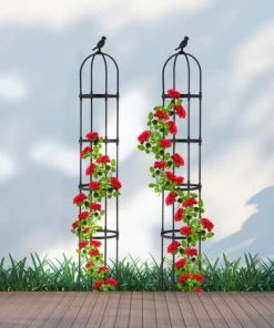 Relaxdays Trellis Obélisque, Lot De 2, 180 Cm De Hauteur, Plantes Grimpantes, En Métal, Stable, Tour Pour Rosier, Noir 9 Relaxdays Trellis Obélisque, Lot De 2, 180 Cm De Hauteur, Plantes Grimpantes, En Métal, Stable, Tour Pour Rosier, Noir -Accessoire de culture Soldes Boutique 58467491 3
