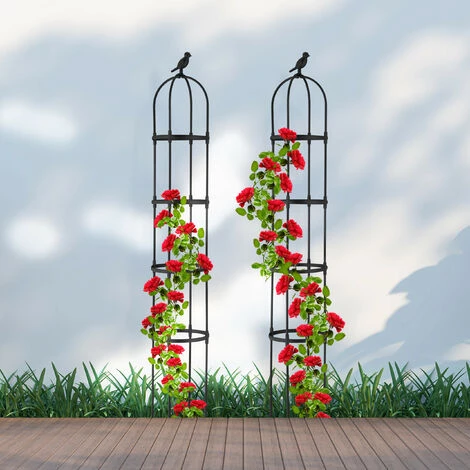 Relaxdays Trellis Obélisque, Lot De 2, 180 Cm De Hauteur, Plantes Grimpantes, En Métal, Stable, Tour Pour Rosier, Noir 5 Relaxdays Trellis Obélisque, Lot De 2, 180 Cm De Hauteur, Plantes Grimpantes, En Métal, Stable, Tour Pour Rosier, Noir – Image 3