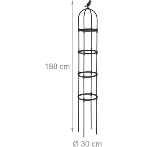 Relaxdays Trellis Obélisque, Lot De 2, 180 Cm De Hauteur, Plantes Grimpantes, En Métal, Stable, Tour Pour Rosier, Noir 7 Relaxdays Trellis Obélisque, Lot De 2, 180 Cm De Hauteur, Plantes Grimpantes, En Métal, Stable, Tour Pour Rosier, Noir – Image 5