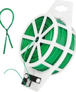 AOUGO Attaches Pour Plantes De Jardin, Organisateur De Plantes En Plastique Greffon Pour Jardinage, Multifonctionnel Avec Coupe 100 M (vert)