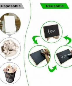 LTS FAFA Ardoise Craie, Mini Tableau Ardoise Bois Mural Avec Support Etiquette Chevalet Pour Marque Place, Décoration Mariage, Message Board, École Porte Nom Table, Panneau De Fête (30pcs) -Accessoire de culture Soldes Boutique 59304368 4