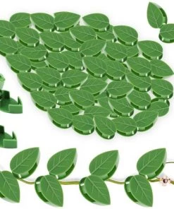 TANCYCO Lot De 60 Clips De Fixation Murale Pour Plantes Grimpantes Crochet Auto-adhésif Traction De Vigne Support Invisible Simulation De Feuille Verte Pour Jardin Clip De Fixation Pour Plante Grimpante