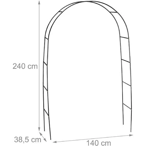 Relaxdays Arche à Rosier En Métal, Portail Pour Jardin, HxLxP: 240 X 140 X 38,5 Cm, Tuteur Pour Plantes Grimpantes, Noir 7 Relaxdays Arche à Rosier En Métal, Portail Pour Jardin, HxLxP: 240 X 140 X 38,5 Cm, Tuteur Pour Plantes Grimpantes, Noir – Image 5