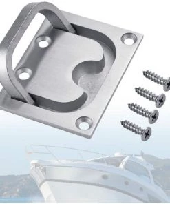 DKSFJKL Poignée Encastrable Tiroir Poignée Marine En Acier Inoxydable Poignée De Bateau De Trappe Enfoncée Casier De Trappe Affleurant De Bateau Avec 4 Vis Pour Casier Portes Coulissantes(76 * 57mm)