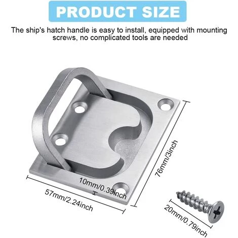 DKSFJKL Poignée Encastrable Tiroir Poignée Marine En Acier Inoxydable Poignée De Bateau De Trappe Enfoncée Casier De Trappe Affleurant De Bateau Avec 4 Vis Pour Casier Portes Coulissantes(76 * 57mm) 4 DKSFJKL Poignée Encastrable Tiroir Poignée Marine En Acier Inoxydable Poignée De Bateau De Trappe Enfoncée Casier De Trappe Affleurant De Bateau Avec 4 Vis Pour Casier Portes Coulissantes(76 * 57mm) – Image 2