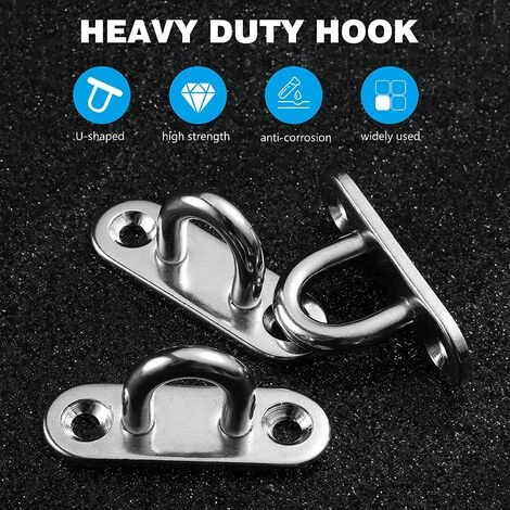 DKSFJKL 4pcs Crochets Mural à Visser Patères à Visseren Acier Inoxydable En Forme De U 4 DKSFJKL 4pcs Crochets Mural à Visser Patères à Visseren Acier Inoxydable En Forme De U – Image 2