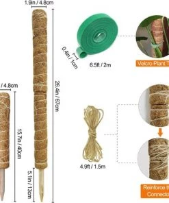 FLYME 2 Pièces Tuteur Plante Support Plante Grimpante Tuteur Coco Pour Plante Monstera Maison Jardin Avec 1 Rouleau Serre Câbles Et 2m Ficelle De Jute (40 Cm) -Accessoire de culture Soldes Boutique 60493422 3