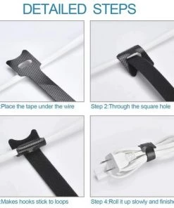 BAICCCF 60pcs Lien Pour Végétaux Attaches De Cordon Réglables De Qualité Supérieure De 15 Cm,sangles De Gestion De Câbles En Tissu Microfibre Crochet Boucle Cordon Organisateur Attaches De Fil Réutilisables (couleurs Noires) -Accessoire de culture Soldes Boutique 60740223 4