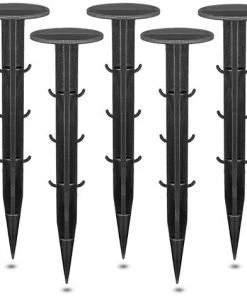 BAICCCF 60pièces, 11 Cm Lien Pour Végétaux Piquets En Plastique Noir Multifonctionnel Cour Et Jardin Piquets En Plastique Sol De Jardinage Robuste Piquet Antirouille Pour Support De Plantes,