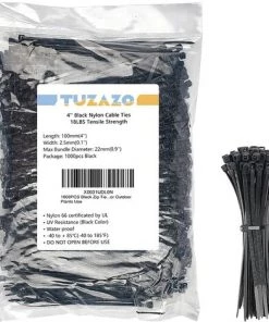 BAICCCF 1000 PCS Lien Pour Végétaux Attaches Zip Noires Pour Plantes 10CM Plastique Solide Nylon Autobloquant Léger Attaches Résistant Aux UV Attaches Zip