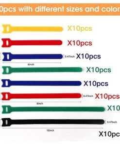 BAICCCF 80pcs Lien Pour Végétaux 3 Tailles 10CM/15CM/20CM Attaches De Cordon Réglables Sangles De Cordon Organisateur De Câble Attaches à Crochet Et Boucle Pour La Gestion Des Cordons,5 Couleurs -Accessoire de culture Soldes Boutique 60740558 2