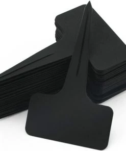 BAICCCF 100 Etiquette Pour Plante Noires En Plastique épais Imperméables De Type T étiquettes De Pépinière