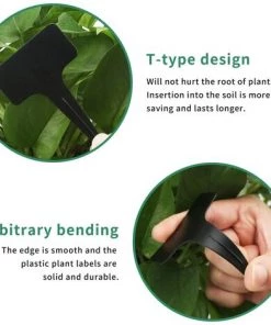 BAICCCF 100 Etiquette Pour Plante Noires En Plastique épais Imperméables De Type T étiquettes De Pépinière -Accessoire de culture Soldes Boutique 60740989 4