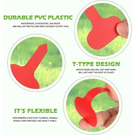 LangRay 100 étiquettes De Plantes De Type T étiquettes De Jardin Rouges étiquettes Marqueurs De Plantes En Plastique Pour Herbes 5 X 7 Cm 4 LangRay 100 étiquettes De Plantes De Type T étiquettes De Jardin Rouges étiquettes Marqueurs De Plantes En Plastique Pour Herbes 5 X 7 Cm – Image 2