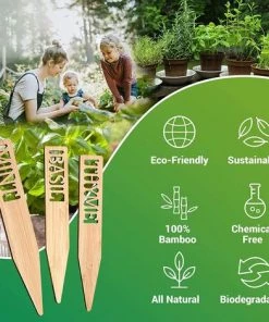 EINEMGELD Lot De 12 étiquettes Étiquettes De Plantes En Bambou Plante Tags Jardin Marqueurs Bambou Naturel Résistant Aux Intempéries Pour Graines Pot Herbes Fleurs Légumes -Accessoire de culture Soldes Boutique 61195093 3