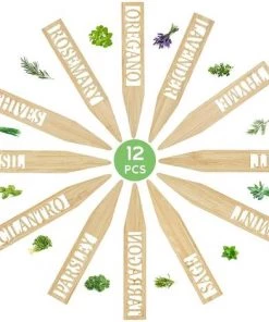 EINEMGELD Lot De 12 étiquettes Étiquettes De Plantes En Bambou Plante Tags Jardin Marqueurs Bambou Naturel Résistant Aux Intempéries Pour Graines Pot Herbes Fleurs Légumes -Accessoire de culture Soldes Boutique 61195093 4