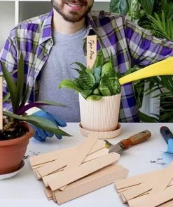 EINEMGELD 30 Pièces De Etiquette En Bois Fleur De Semis, Panneaux De Plantes En Bois Pour Les Semis D'Herbes De Jardin (15,3×2×0,3 Cm) -Accessoire de culture Soldes Boutique 61195855 4