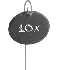 MEZHENG Lot De 10 Plaques De Plantes En Ardoise | Résistant Aux Intempéries Et Réutilisable | Étiquetage Individuel Des Plantes Et Herbes | 9 X 7 X 0,5 Cm [ovale]